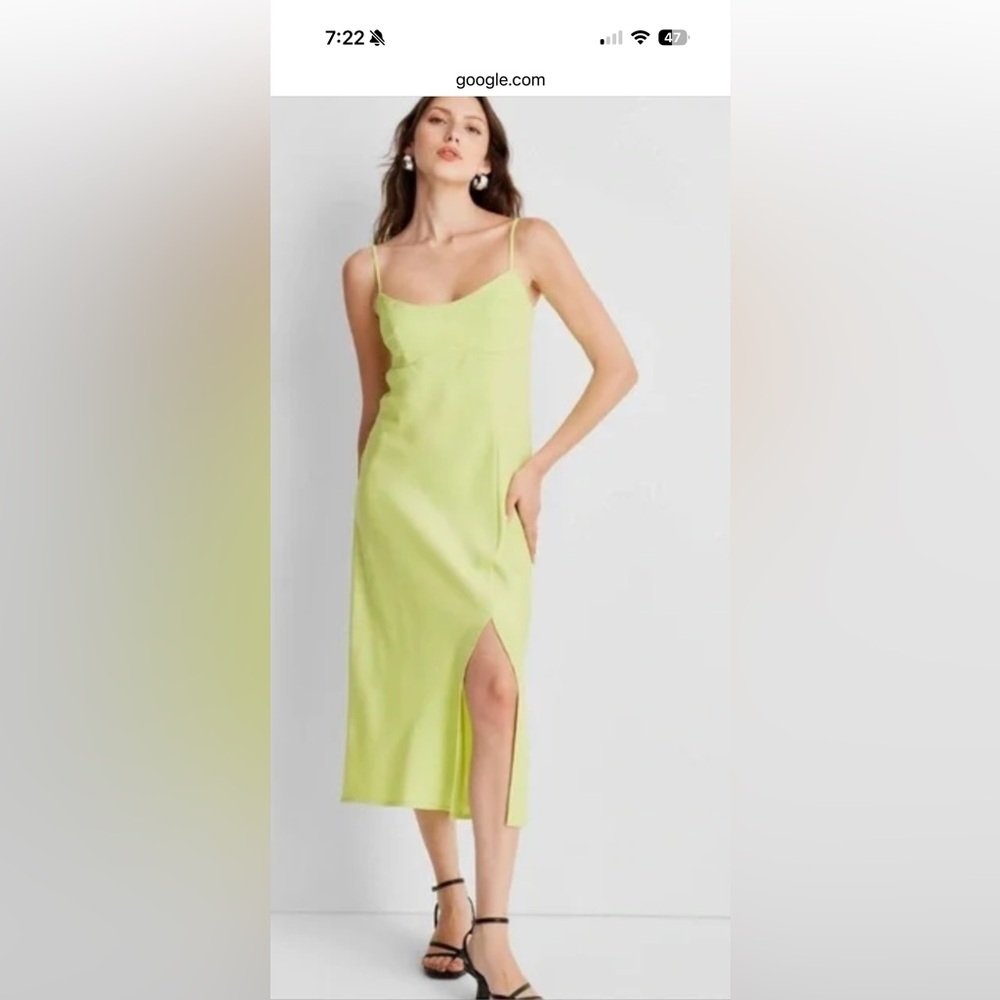 A New Day Green Slip Midi Dress Spaghetti Strap Cocktail M